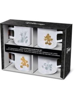 Set 4 Tazas de Cristal Cafe 100ml Mickey Young Adult de Stor en Tazas - Vasos | La Cueva Roja