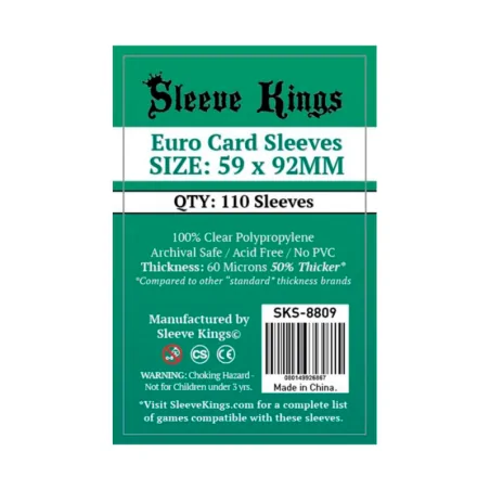 Comprar [8809] Sleeve Kings Euro Card Sleeves (59x92mm) barato al mejo