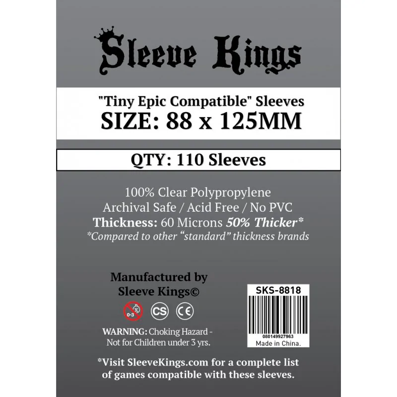 [8818] Sleeve Kings Tiny Epic Compatible Sleeves (88x125mm)