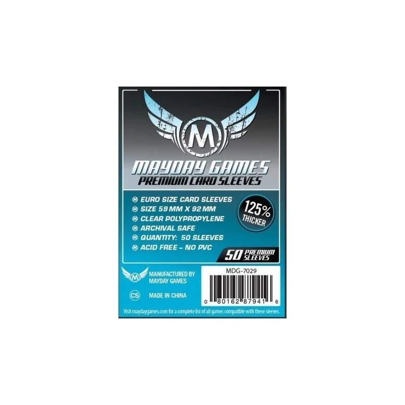 [7029] Mayday Games Premium Euro Card Sleeves (Pack of 50) (59x92mm)
