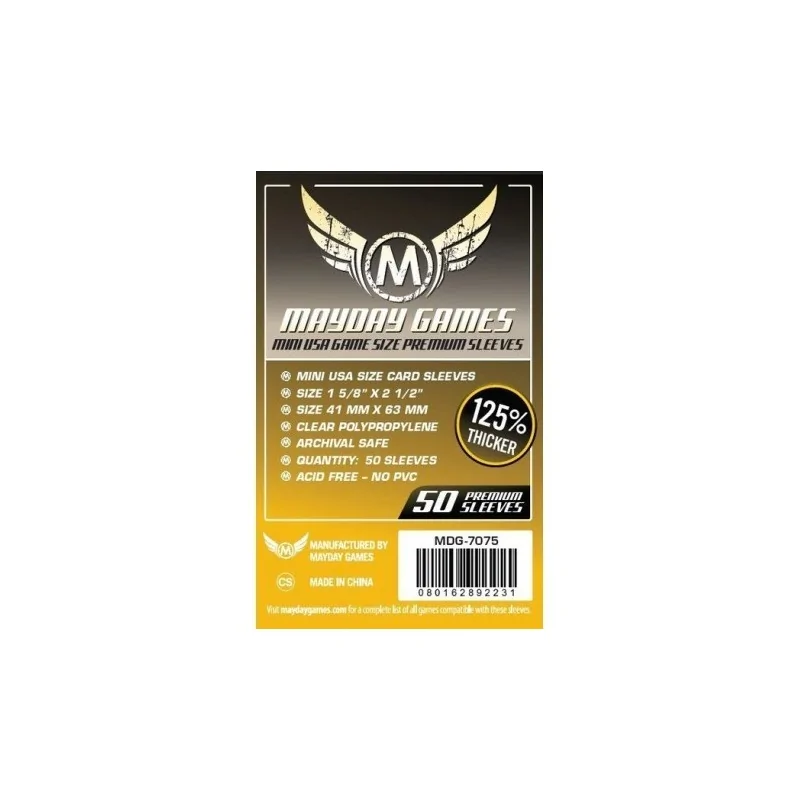 [7075] Mayday Games Premium Mini USA Sleeves Dark Yellow (Pack of 50) (41x63mm)