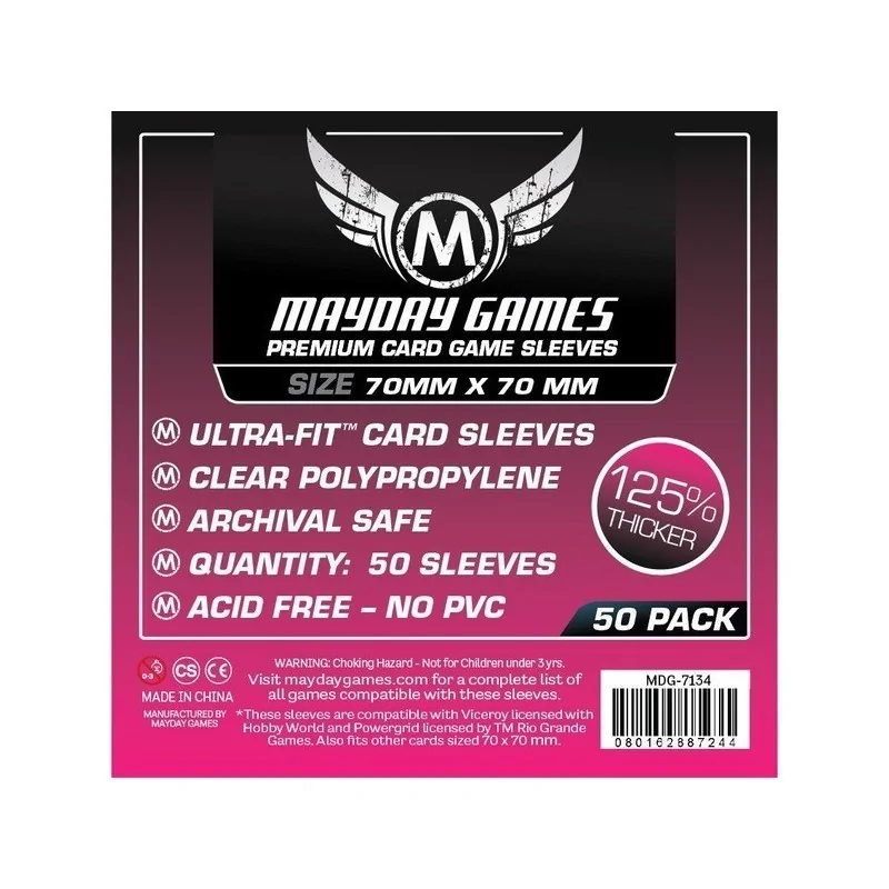 [7134] Mayday Games Premium Small Square Card Sleeves (Pack of 50) (70x70mm)