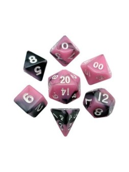 FanRoll Mini Pack de Dados Pink/Black with White Numbers de FanRoll en Dados | La Cueva Roja
