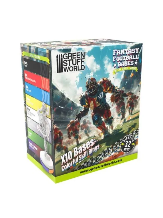 Compra Peanas Compatibles Blood Bowl 32mm con Skill Rings de Green Stu