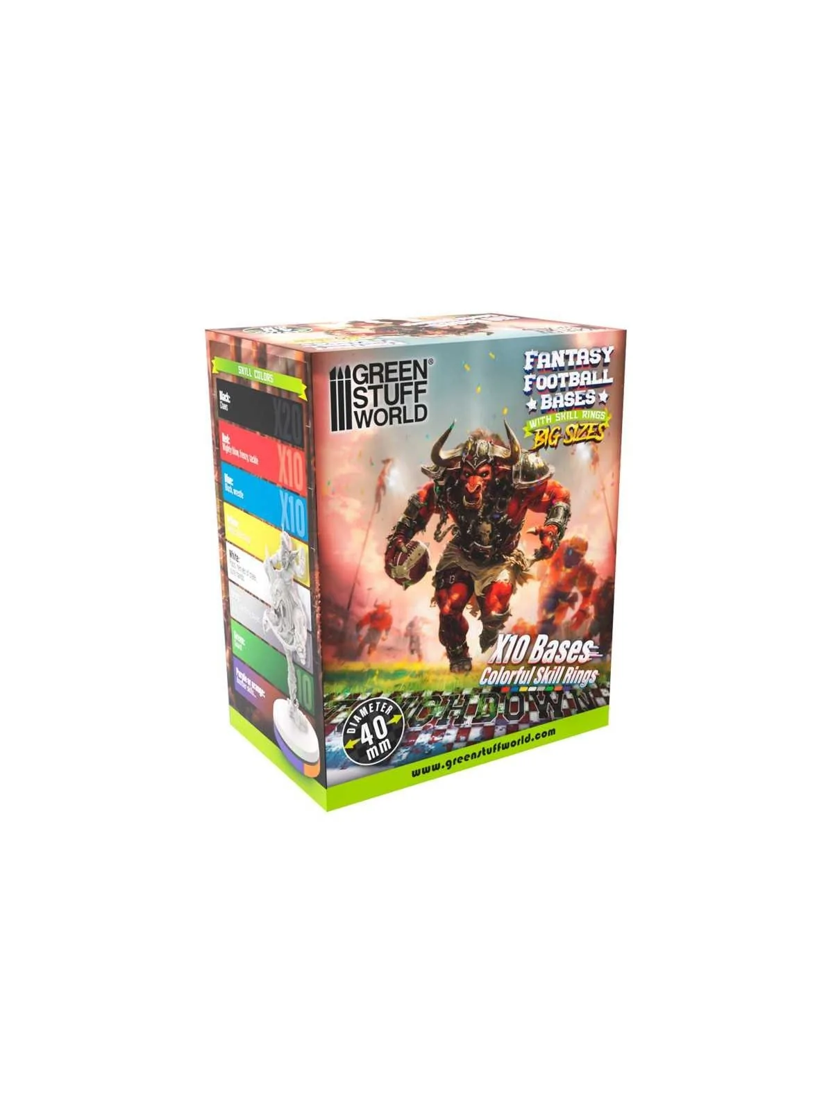 Compra Peanas Compatibles Blood Bowl 40mm con Skill Rings de Green Stu