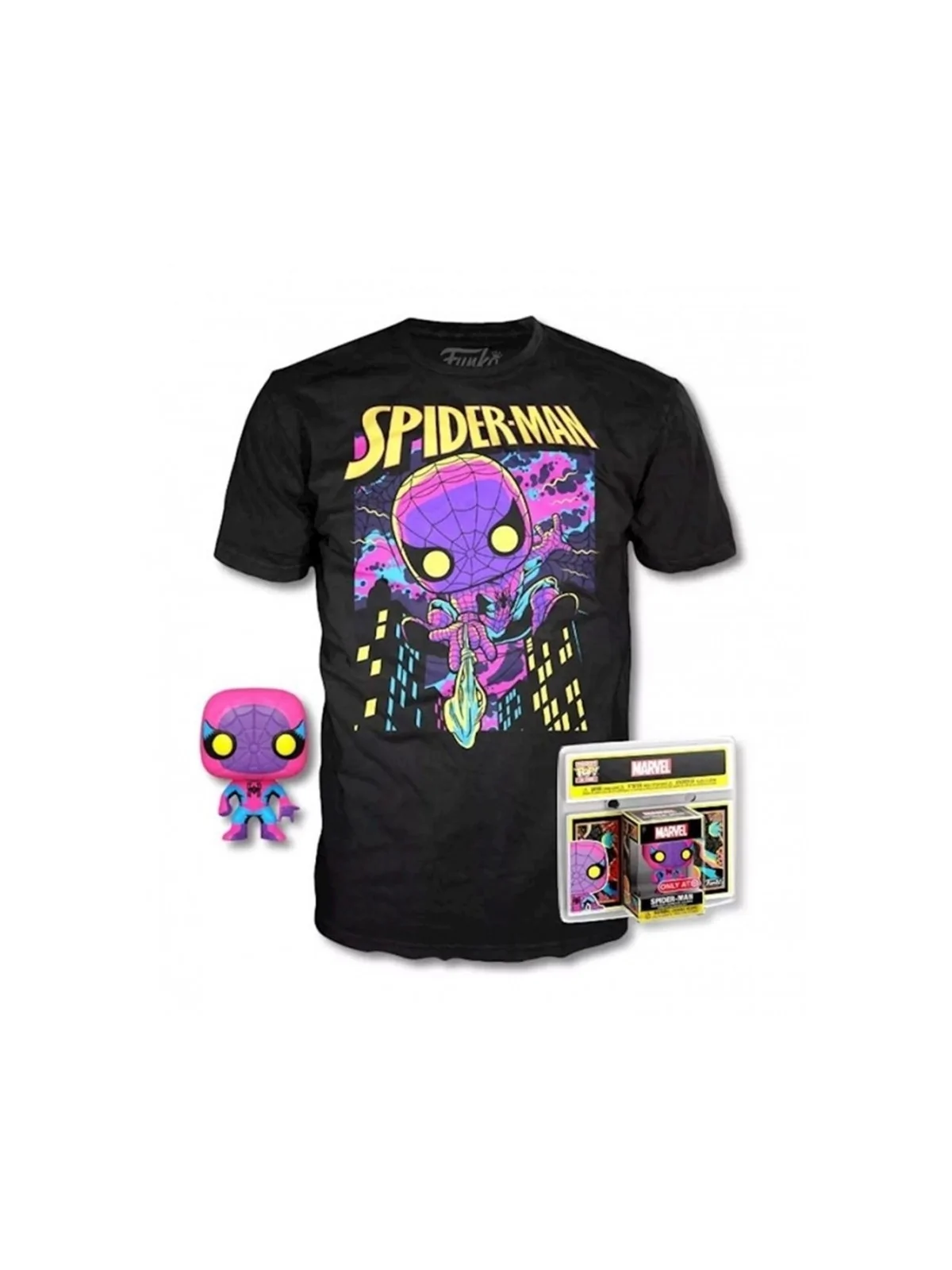 Compra Funko POP! Pop&Tee Marvel Spiderman Black Light Funko+Camiseta 