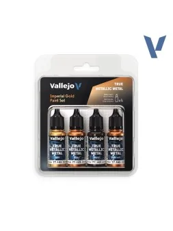 Compra Set 4 Colores Oro Imperial True Metallic Metal Vallejo 18ml (77