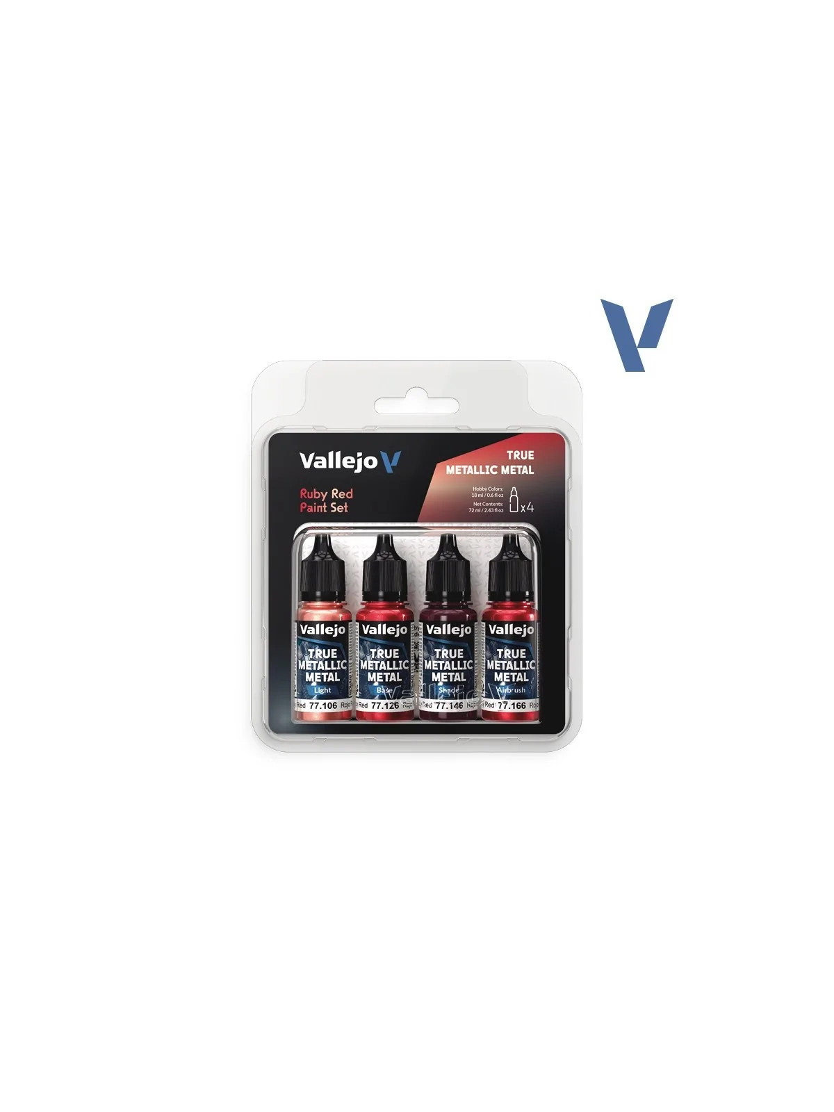 Compra Set 4 Colores Rojo Rubí True Metallic Metal Vallejo 18ml (77254