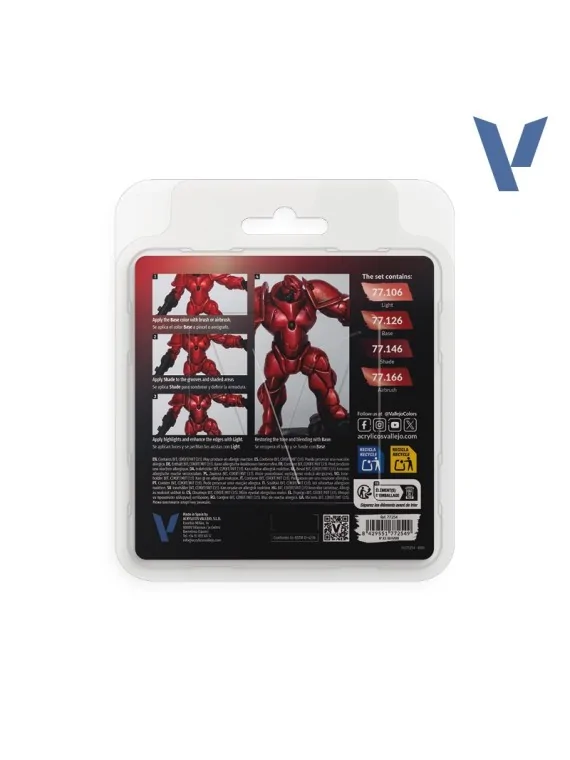 Compra Set 4 Colores Rojo Rubí True Metallic Metal Vallejo 18ml (77254