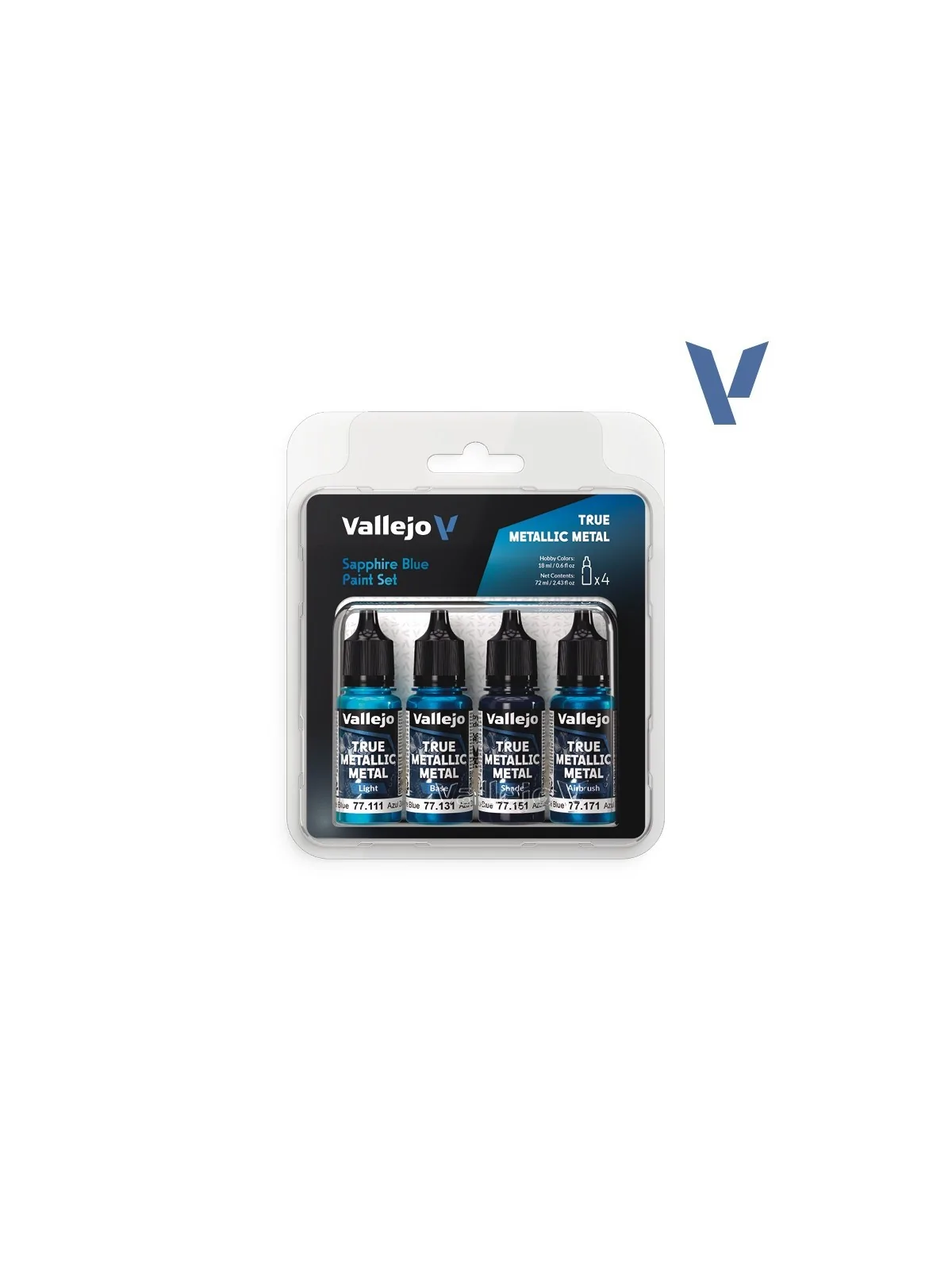 Compra Set 4 Colores Azul Zafiro True Metallic Metal Vallejo 18ml (772