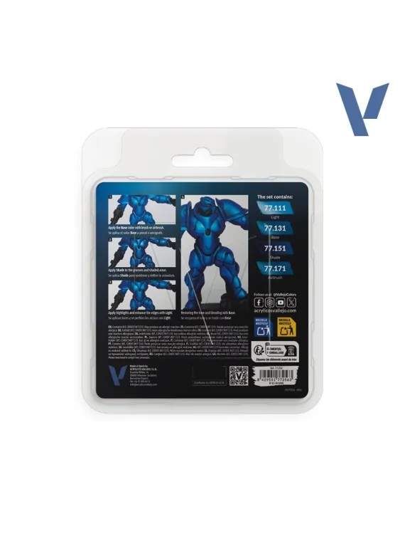 Compra Set 4 Colores Azul Zafiro True Metallic Metal Vallejo 18ml (772