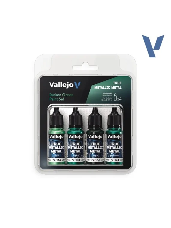 Compra Set 4 Colores Verde Sombrío True Metallic Metal Vallejo 18ml (7
