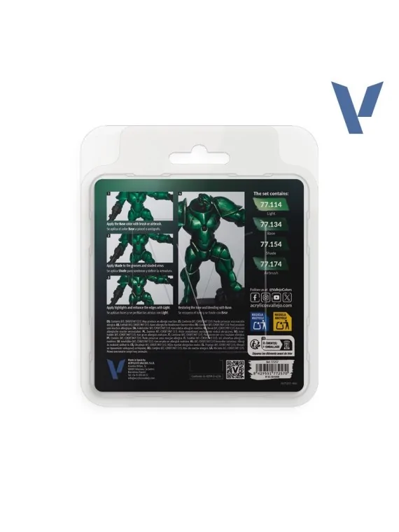 Compra Set 4 Colores Verde Sombrío True Metallic Metal Vallejo 18ml (7