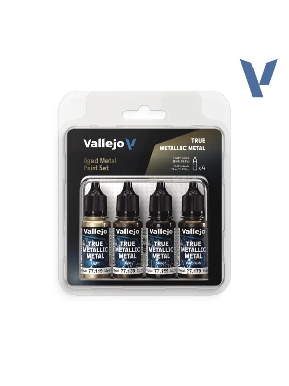 Compra Set 4 Colores Metal Envejecido True Metallic Metal Vallejo 18ml