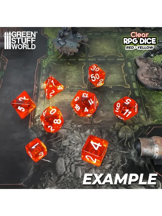 Compra 36 Dados D6 12mm: Rojo/Amarillo Transparente de Green Stuff Wor