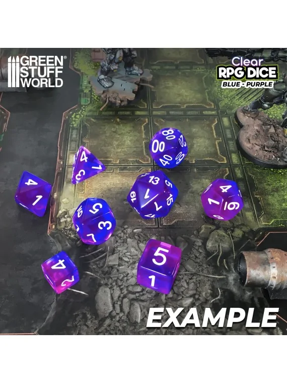 Compra 36 Dados D6 12mm: Azul/Lila Transparente de Green Stuff World a