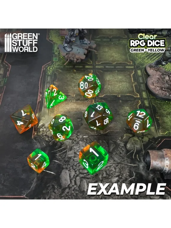 Compra 36 Dados D6 12mm: Naranja/Verde Transparente de Green Stuff Wor