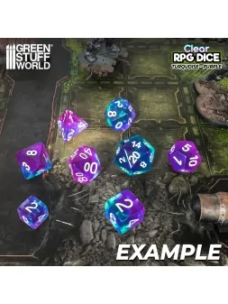 Compra 36 Dados D6 12mm: Turquesa/Lila Transparente de Green Stuff Wor