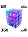 Compra 36 Dados D6 12mm: Turquesa/Lila Transparente de Green Stuff Wor