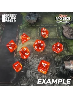 Compra 12 Dados D6 16mm: Rojo/Amarillo Transparente de Green Stuff Wor