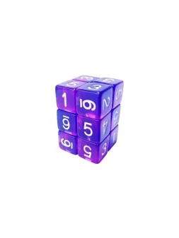 Compra 12 Dados D6 16mm: Azul/Lila Transparente de Green Stuff World a