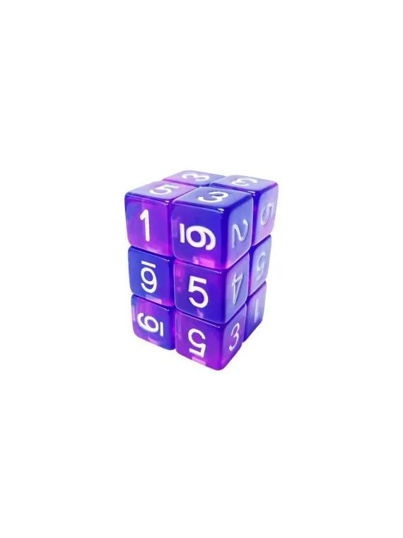 Compra 12 Dados D6 16mm: Azul/Lila Transparente de Green Stuff World a
