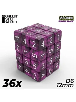 Compra 36 Dados D6 12mm: Violeta Negro de Green Stuff World al mejor p