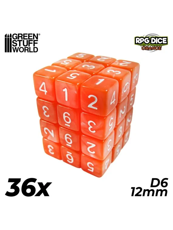 Compra 36 Dados D6 12mm: Naranja de Green Stuff World al mejor precio 