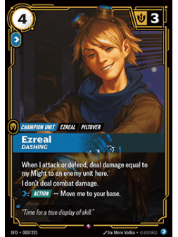Ezreal, Dashing (V.1 - Rare) de Riftbound en 02 - Spiritforged | La Cueva Roja
