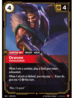 Compra Draven, Vanquisher (V.1 - Rare) de Riftbound al mejor precio (0