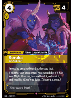 Soraka, Wanderer (V.1 - Rare) de Riftbound en 02 - Spiritforged | La Cueva Roja