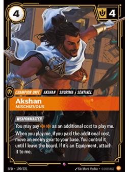 Akshan, Mischievous de Riftbound en 02 - Spiritforged | La Cueva Roja