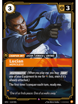 Lucian, Merciless (V.1 - Rare) de Riftbound en 02 - Spiritforged | La Cueva Roja