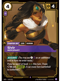 Sivir, Mercenary (V.1 - Rare) de Riftbound en 02 - Spiritforged | La Cueva Roja