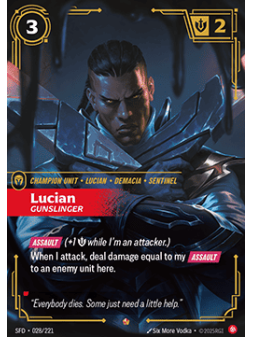 Lucian, Gunslinger (V.1 - Epic) de Riftbound en 02 - Spiritforged | La Cueva Roja