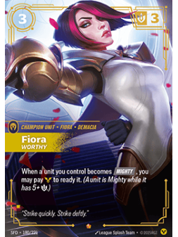 Fiora, Worthy (V.1 - Epic) de Riftbound en 02 - Spiritforged | La Cueva Roja