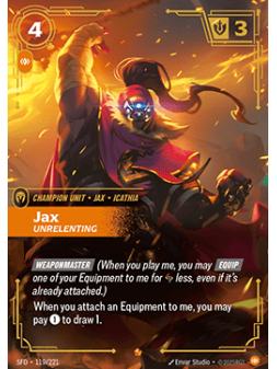 Jax, Unrelenting (V.1 - Epic) de Riftbound en 02 - Spiritforged | La Cueva Roja