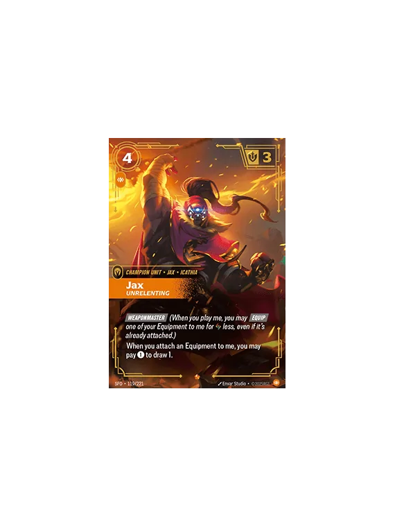 Compra Jax, Unrelenting (V.1 - Epic) de Riftbound al mejor precio (3,0