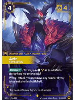 Azir, Sovereign (V.2 - Showcase) de Riftbound en 02 - Spiritforged | La Cueva Roja