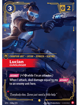 Lucian, Gunslinger (V.2 - Showcase) de Riftbound en 02 - Spiritforged | La Cueva Roja