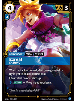 Ezreal, Dashing (V.2 - Showcase) de Riftbound en 02 - Spiritforged | La Cueva Roja