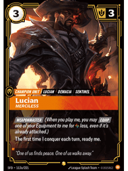 Lucian, Merciless (V.2 - Showcase) de Riftbound en 02 - Spiritforged | La Cueva Roja