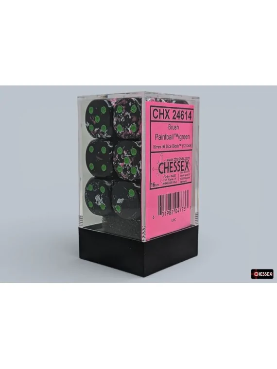 Compra 12 Dice Brush Paintball/green 16mm d6 Dice Block de Chessex al 