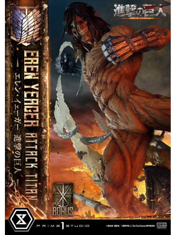 Ataque a los Titanes (TV Animation) Ultimate Diorama Masterline Estatua Eren Yeager Attack Titan Bonus Version 81 cm