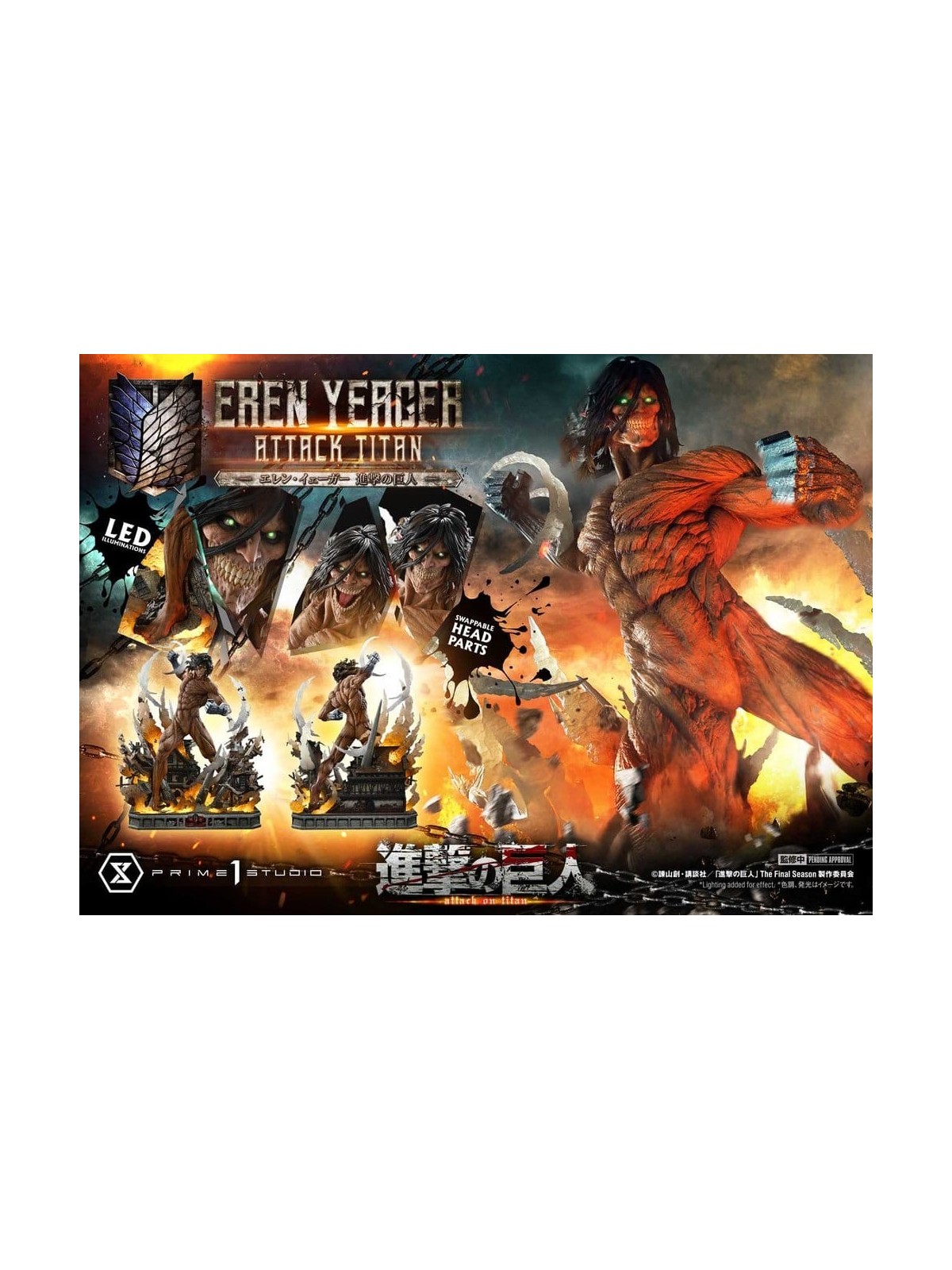 Ataque a los Titanes (TV Animation) Ultimate Diorama Masterline Estatua Eren Yeager Attack Titan Bonus Version 81 cm