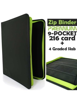 Album Premium 9-Pocket Toploader (216 Toploader + 4 Graded SLAb) - Leather Black