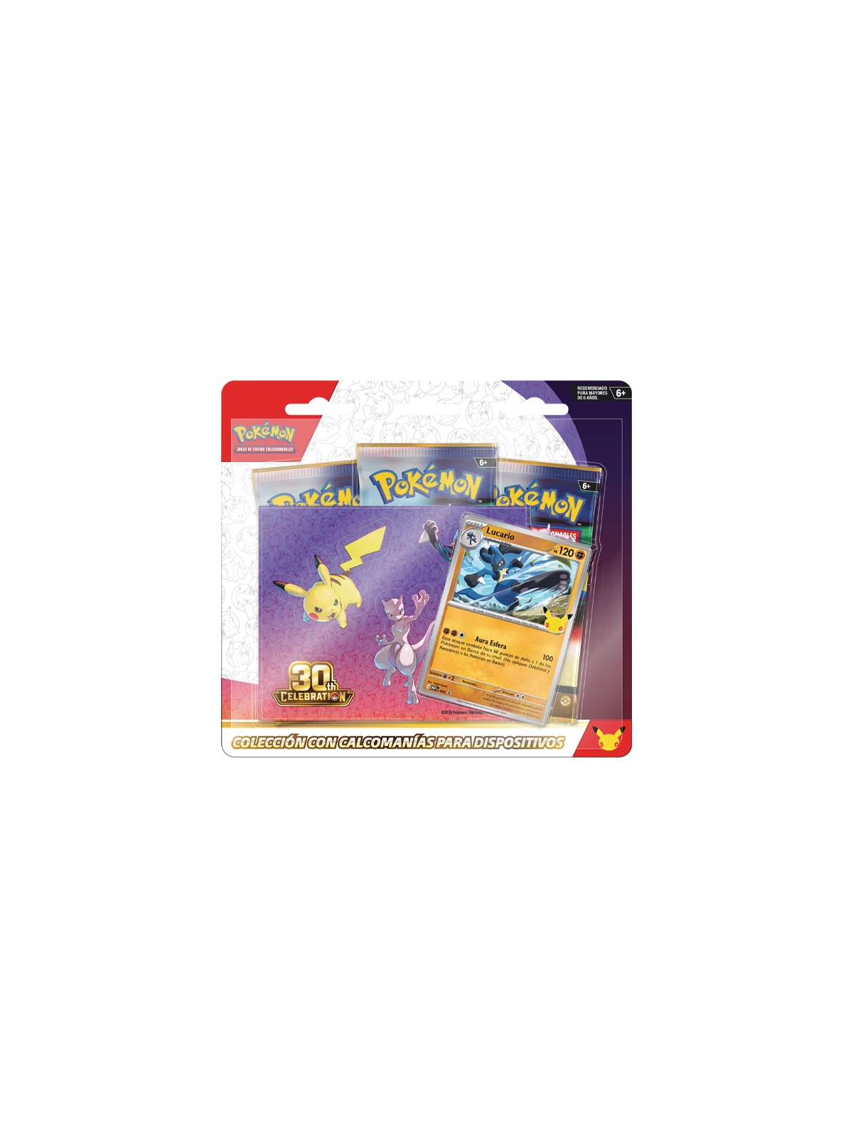 Pokemon TCG: Blíster Lucario Tech Sticker 30 Aniversario