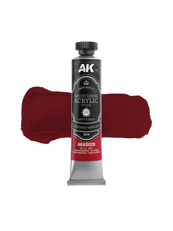 Rojo Borgoña: Color Acrílico Denso Artístico (AKAD028)