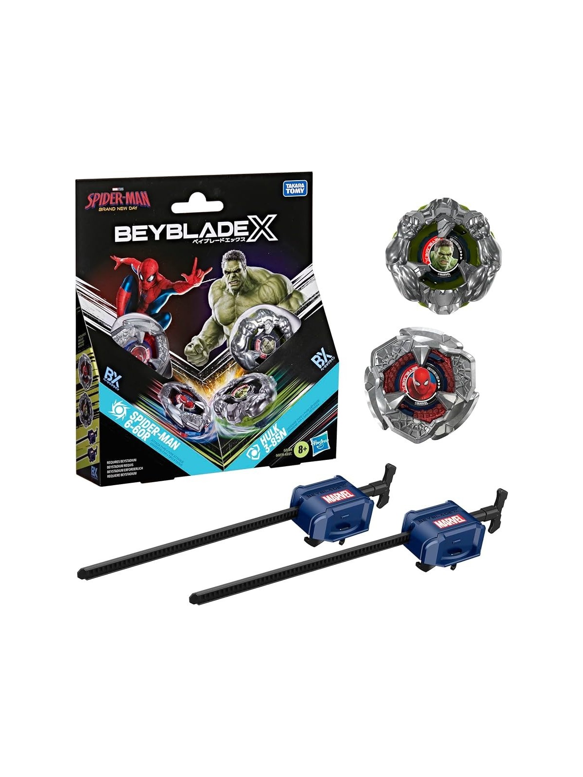Beyblade X: Marvel Collab Spider-Man 6-60R vs. Hulk 3-85N