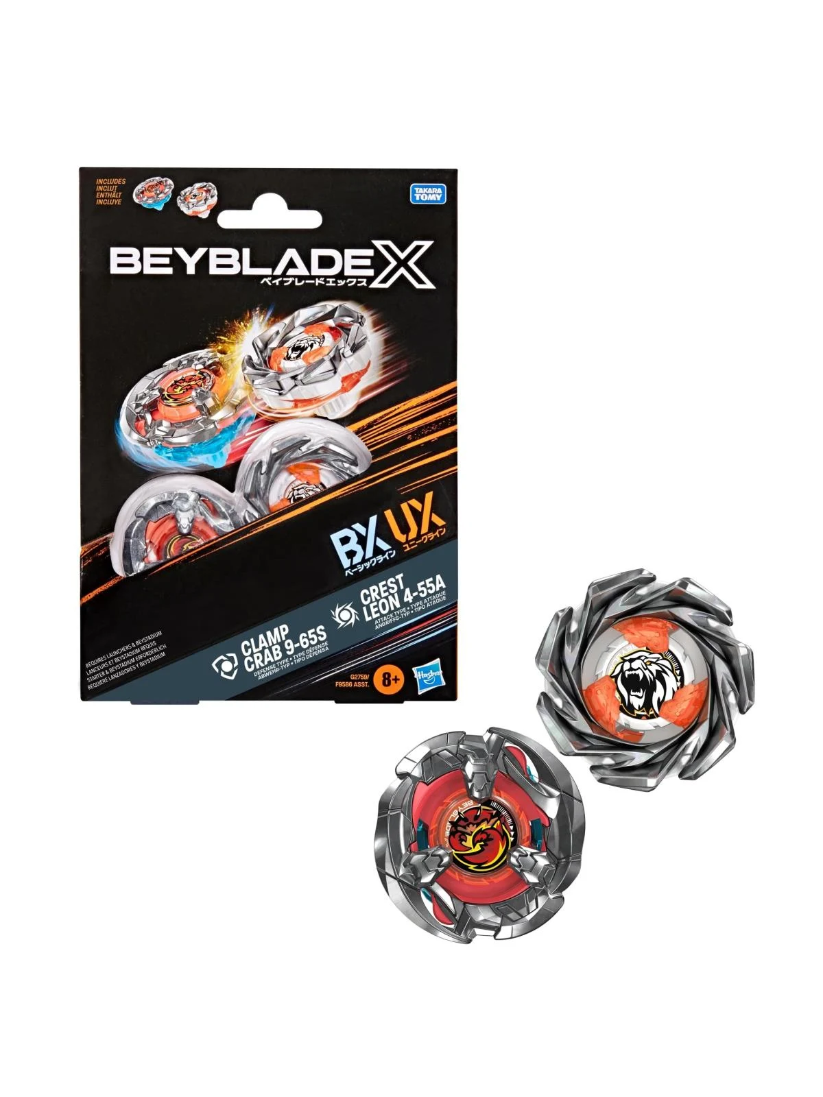 Beyblade X: Clamp Crab 9-65S BX & Crest Leon 4-55A UX Dual Pack Set